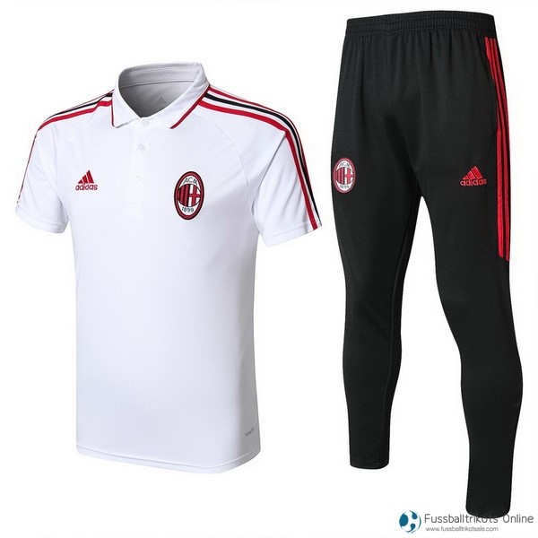 AC Milan Polo Komplett Set 2017-18 Weiß Fussballtrikots Günstig